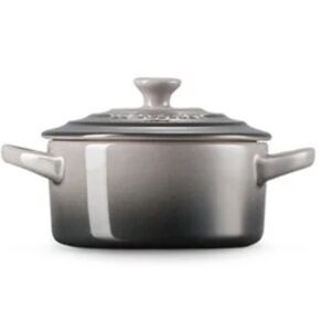 Le Creuset Mini Round Cocotte, Oyster Grey, SET of 4. 8oz.